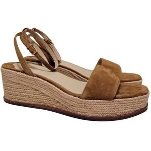Lauren Ralph Lauren Ankle Strap Espadrille Sandals Leona Size US 11B Brown Suede